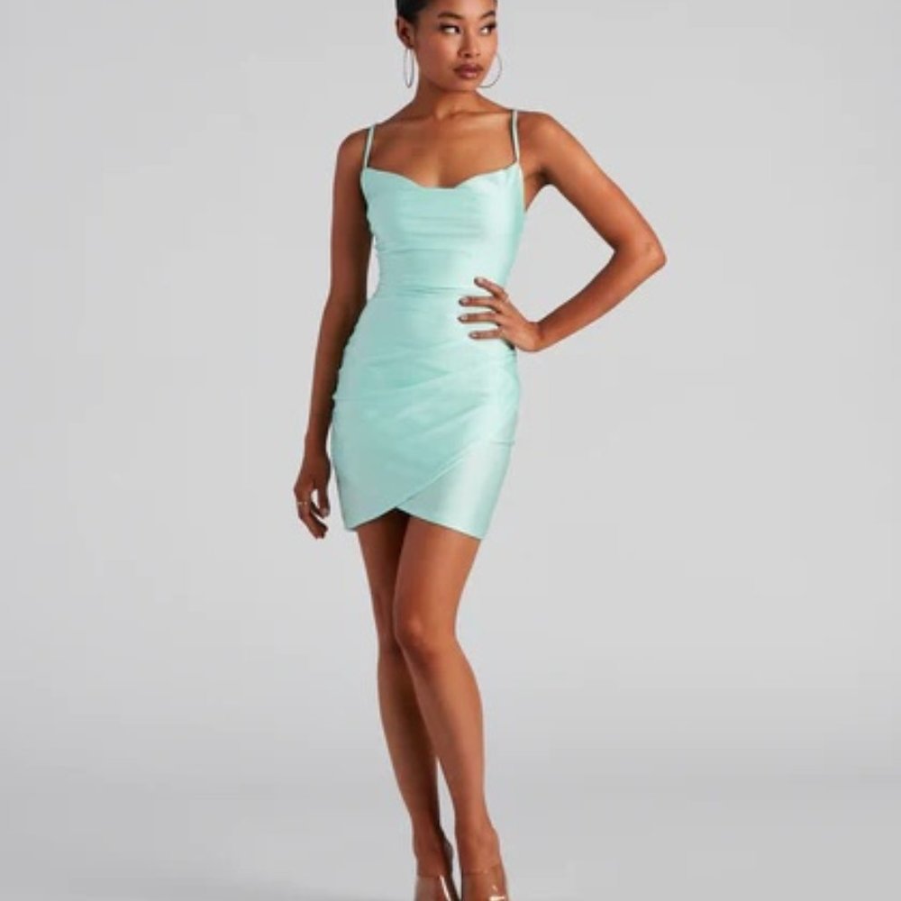 All The Right Moves Cowl Neck Mini Dress